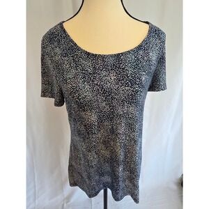 Croft & Barrow Womens Sz S Short Sleeve Top Multi Color Speckled Print Scoop Nck